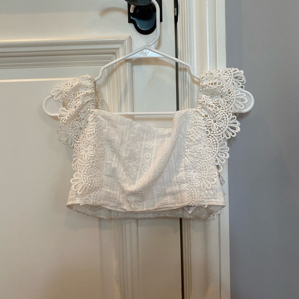 Skylar + Madison White lace crop top